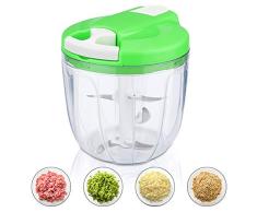 Cortador de Verduras Manual,DIAOCARE 5 cuchillas 1000 ml Mini Picadora de Verduras Picadora de Alimentos para Picar Verduras,Carne,Hierbas,Cebolla,Ajo,Ensalada,Utensilios de Cocina Profesional