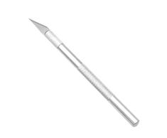 Ballylelly Portable Craft Knife Precision Blade Cutter Mango antideslizante Professional Metal Grabado Herramienta para Wood Paper Stencil (plata - cuchillo artesanal con 1pieza de cuchilla)