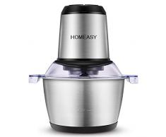 homeasy Picadora Eléctrica de Alimetos 350W, 2L Trituradora de Alimentos de Acero Inoxidable, Picadora Batidora Eléctrica de Cocina 4 Cuchillas, Picadora de Carne Verduras y Frutas