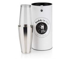 Buddys Bar - Coctelera Boston, coctelera de acero inoxidable brillante de 700ml + vaso de 400ml, apta para alimentos y apta para lavavajillas, coctelera elegante con caja de regalo inclusiva
