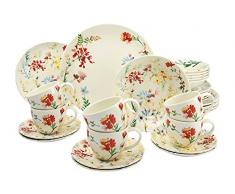Creatable 19721Â Serie Spring Floral, Vajilla, Porcelana, Multicolor, 40Â x 32,5Â x 32,5Â cm, 30Â Unidades