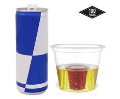 100 Vasos de Chupito Desechables de Plástico Duro, Jager Bomb Shot, Transparente - Durable, Resistente & Reutilizable - para Jägermeister Red Bull Shots Fiestas Navidad Celebración de Año Nuevo.