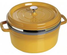 Staub Cocotte Redonda con Cesta Vapor, Hierro Fundido, Amarillo Mostaza, 26 cm