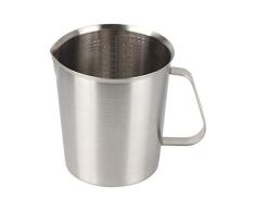 Kitchnexus - Jarra medidora de Acero Inoxidable, Jarra de Leche para Cocina, café, café, Capuchino, Leche, pitchero, 1000 ml, 700 ml, 500 ml, Acero Inoxidable, Plata, 1000 ml