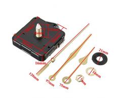 DOITOOL Movimiento de Reloj de Cuarzo silencioso Mecanismo de Reloj silencioso Kits de Reloj de Eje Largo Movimientos de Reloj de Pared Mecanismo Piezas con 3 Manos Sin batería (Oro)