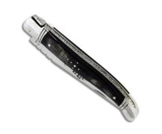 Laguiole Actiforge - Cuchillo, mango de cuerno negro y mitras de acero inoxidable, fabricación francesa artesanal 11 cm