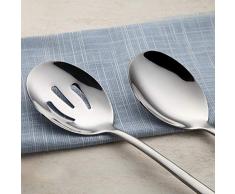 AOOSY Juego de cucharas de Servir 6 PCS Cucharas de Acero Inoxidable Cenas de Cena 10 Pulgadas Buffet Banquete Cubiertos Cocina Restaurante Fundamentos Cuchillo de Plata para Servir Utensilios