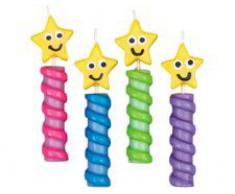 Wilton Velas de Estrella, Ceray Plástico, Multicolor, 1.68x12.32x16.64cm, 4 Unidades