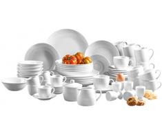 Domestic by Mäser, Serie Alesia, vajilla 62 Teilig para 6 Personas, es más Que una Simple Porcelana Blanca!