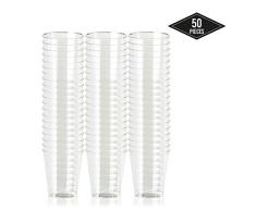 50 Vasos de Chupito Desechables de Plástico Duro (60 ml) - Claro Como el Vidrio - Reutilizable, Material Ecológico - Ideal para Shots, Chupitos y Bebidas, Fiestas, Cumpleaños, Bodas.