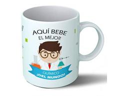 Planetacase Taza Desayuno Aquí Bebe el Mejor químico del Mundo Regalo Original Laboratorio Ceramica 330 ML