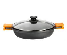 BRA Efficient - Cacerola baja con tapa de cristal y asas de silicona, 36 cm