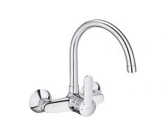 Roca A5A7G25C00 Mezclador Monomando Fregadero Mural, Coleccion Victoria, Caño Giratorio, Cromado