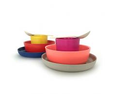 BIOBU by EKOBO Bambino - Juego de vajilla Infantil, Lemon/Tomato/Royal Blue, 18 x 18 x 9 cm