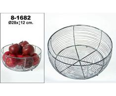 DonRegaloWeb - Frutero redondo de metal decorado en color metal envejecido