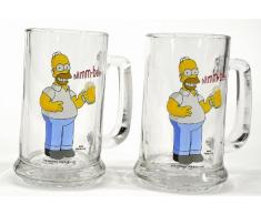 United Labels 117604 - Juego de vasos de cerveza (330 ml) + abridor, diseño de Los Simpsons