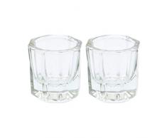 Minkissy 2 piezas de uñas de cristal acrílico sin tapa polvo líquido vidrio dappen plato vaso de vidrio para manicura uñas