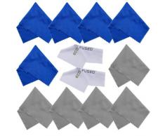 Paños de Limpieza de Microfibra Eco-Fused - Paquete de 12 - Limpiar Anteojos, Gafas, Lentes de Cámara, iPad, Tabletas, Teléfonos Celulares, iPhone, Teléfonos Android, Laptops, Pantallas LCD y Otras