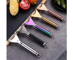 Pelador De Patatas，Cuchillo De Cocina De Acero Inoxidable 304 Pelador De Papas De Manzana Multifunción Melón Fruta Cepillado Cortador De Cocina Accesorio, Tipo Curva De Plata