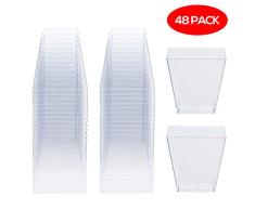 48 Copas de Postre de Plástico Desechables Transparentes, Tazas Cuadradas de Postre 225ml - Resistente y Reutilizable| Vasos para Postres Mousse Aperitivos Bebidas Fiesta Cumpleaños Bodas Navidad.