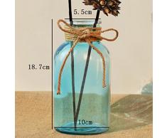 Outflower La Decoración Moderna del Florero de la Boca del Estilo Minimalista Adorna el Florero de Cristal(Azul)