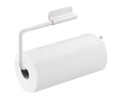 iDesign Portarrollos de cocina, sujeta rollos orientable de metal con barra giratoria para papel de cocina, portarrollos de pared para 1 rollo de cocina, blanco