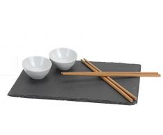 7 piezas pizarra Sushi para servir con palillos y la inmersión de cerámica tazón de salsa