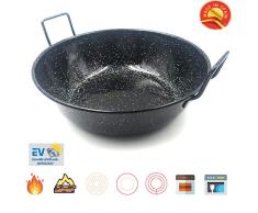 Sunny Spain Sartén Hondo Profesional de Acero Esmaltado | Sartén de Cocina Multiusos con Dos Asas (32cm)