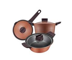 GWFVA Olla Antiadherente Sartén Wok Juego de ollas Olla, hervir la Olla de Leche Caliente Estofado de gachas, Tapa de Vidrio | Inducción | Sartén Antiadherente | Set Pot