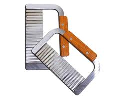 MOACC Cortador de la Cortadora de Viruta Ondulada de Patata de Acero Inoxidable con Mango de Madera Herramienta de Corte de Cocina para Patatas Zanahorias Pepinos, Set de 2 Piezas