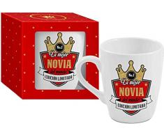 Taza Cerámica para Desayuno en Color Blanco de 300 ml, Un Regalo Original para Familia y Amigos - "La mejor NOVIA del mundo!"