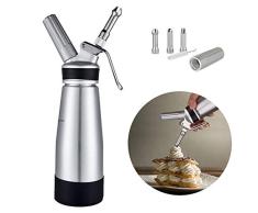 upstartech Sifón,Dispen sadores de Nata,sifon Acero Inoxidable,Mousse de sifón de Aluminio Sifon de Cocina Profesional para Espumas y Nata de Catering-500ML