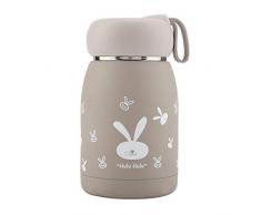 Wifehelper Vacío Taza de Acero Inoxidable Ligero Portátil Lindo Conejo Patrón Taza de Vacío Taza Térmica Botella de Agua Hogar Viaje Oficina Escuela de Picnic(Café)