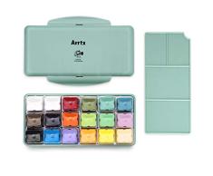 Arrtx Gouache Pintura Set, 18 colores x 30ml Diseño único de taza de gelatina con estuche portátil paleta, perfecto para pintura acrílica, graffiti y más, ideal para estudiantes, artistas (Primavera)