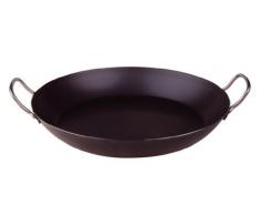 Agnelli Paella sartenes para Pan, Hierro, con 2 Asas en Acero Inoxidable, Negro, 48 cm