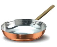 Ollas Agnelli Pan evasé Altos, de Cobre estañado, con Tubular manija de latón, 28 cm