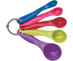 Kitchencraft Medidores Cuchara, Plástico, Multicolor, 11 x 2cm, 5 Unidades