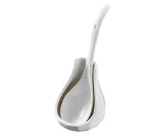 Cucharón, Cuchara de Agua Cerámica Blanca Sopa de Cuchara de Cocina Cucharas Kit Cuchara y Soporte Independiente fácil de Limpiar Cucharones para Salsa (tamaño : S)