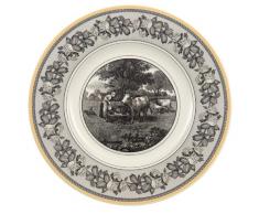 Villeroy & Boch Audun Ferme Plato para desayuno o postres, 22 cm, Porcelana Premium, Blanco/Gris/Amarillo