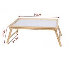 EM Home Bandeja para Cama Plegable, mesita para desayunos con Patas Plegables (Madera)