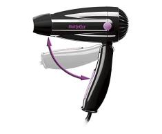 BaByliss 5250E - Secador de pelo de viaje plegable (1200 W), color negro/ rosa