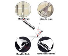 LANGING 2 Piezas Acero Inoxidable Dentado Profesional Pelador de Frutas y Verduras Manual