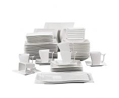MALACASA, Serie Flora, 56 Piezas vajilla de Porcelana Juegos de Vajilla Servicio Combinado 6 Tazones, 6 Tazas, 6 Platillos, 12 Platos de Postre, 12 Sopas, 12 Platos y 2 Platos