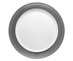 DECORLINE Luxe vajilla de plástico estable plato de papel blanco con borde de plata -Symphony Colección (Placa de 19 cm)