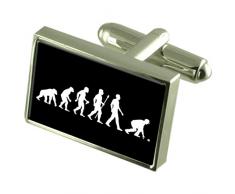 Evolución Ape Man tazones gemelos Cuadro de Mensaje grabado