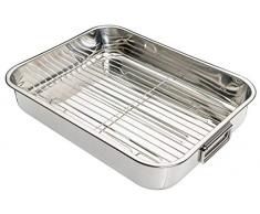 Kitchen Craft - Fuente de horno rectangular con rejilla (acero inoxidable), color plateado