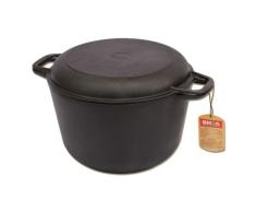 BIOL 6L Cacerola de hierro fundido Kazán, diámetro de 26 cm, con sartén de tapa, para inducción, hierro fundido, Ø 26 cm 6 Liter
