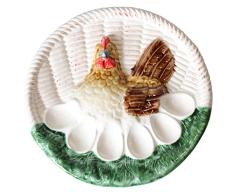 DRW - Plato de cerámica para Huevos Rellenos Decorado con una gallina ø27cm