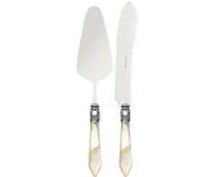 Bugatti OXBAM-N3220/21 Oxford - Juego de paleta y cuchillo para servir tartas (acero y plástico, 21 x 18 x 3 cm), color marfil