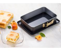 Dr. Oetker Molde Desmontable 28X18X7 Cm, Acero con Revestimiento Antiadherente Especial, Negro/Gris, 28x18x7cm